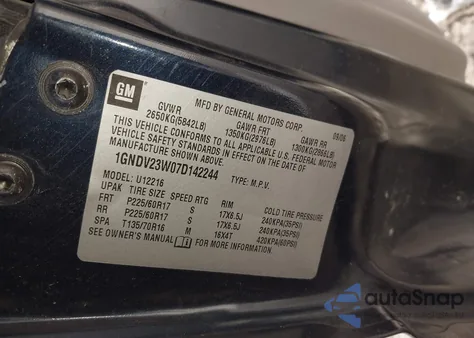 2007 Chevrolet Uplander Ls from USA, damaged, VIN 1GNDV23W07D142244